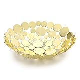SUMNACON Arbeitsplatte Obsthalter Korb Metall Obst Aufbewahrung Schüssel Küche & Esstisch Obst Display Korb Schüssel Brot Gemüse Aufbewahrung Ständer Halter, Gold