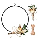 Sporgo Kranz Trockenblumen Blumenkranz Deko: DIY Dried Flower Wreath Hängedeko Boho Türkranz mit Trockenblumen Metallringe zum Basteln Natur Trockenblumenkranz für Wohnzimmer Wand Tür Dekoration