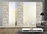 Home Fashion 96149 | 6er-Set Schiebegardinen WALLI | blickdichter Dekostoff & transparenter Halborganza | 6X jeweils 245x60 cm | Farbe: (Natur)