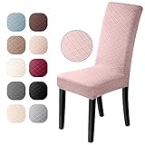 Stuhlhussen 2er Set Universal Stretch Stuhlhussen Moderne Jacquard Husse Abnehmbare Stuhlbezug Abdeckung Esszimmer überzug Bi-Elastic Spannbezug,für Bankett Deko und Hochzeit Partys (Pink, 2 er Set)