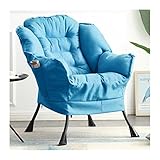 KIZQYN Einzelsofa Einzelsofa Freizeit Studentenwohnheim Sofa Lazy Sofa Stuhl Schlafzimmer Komfortlehne Liegesofa Einzelsofa mit Fußstützen Schlafsessel Sofabett (Color : Blauw, Size : No Pedals)