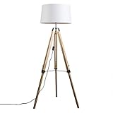 QAZQA - Industrie I Vintage I Stehleuchte I Stehlampe I Standleuchte I Lampe I Leuchte im Landhausstil mit weißem Leinenschirm 45 cm - Tripod I Dreifuß Lampe I Dreifuss I Wohnzimmer I Schlafzimmer - H