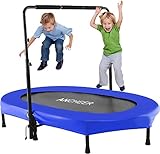 ANCHEER Kindertrampolin, Garten Trampolin für zwei Kinder Indoor / Outdoor zusammenklappbar mit verstellbarem Handlauf Eltern-Kind-Trampolin Fitness Maximale Gewicht Beträgt 100KG. (Blau)