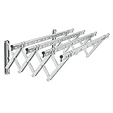 UVCMDUI 4-Poliges Wäschespinne Draußen Balkon Klappbar, Balkon Wäscheständer Kleiderstange Wandmontage, Aluminiumlegierung Wäschehalter Wand Klappbar Wädcheaufhänger,Silber,1.5M