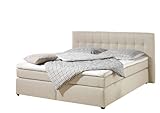 Maintal Boxspringbett Jeremy, 140 x 200 cm, Strukturstoff, Tonnentaschenfederkern Matratze H3, creme