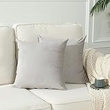Stellhome Samt-Kissenbezüge, quadratisch, dekorative Kissenbezüge für Bett, Couch, Sofa, Bank, 60 x 60 cm, Silbergrau, 2 Stück