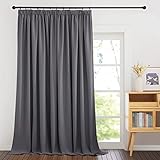PONY DANCE Extra Breite Gardine Grau Blickdicht Kräuselband Vorhänge Wohnzimmer 1er-Set H 245 x B 300 cm Verdunkelungsvorhang Kräuselband Blackout Vorhang Raumteiler Thermogardine Hitzeschutz