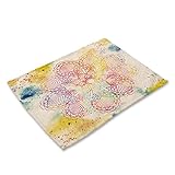 Platzsets Abwaschbar Gelbe Graffiti Blume Tischsets Abwaschbar Baumwolle Leinen Platzdeckchen Abwaschbar Tischset Filz Hitzebeständig Platzset Filz Antifouling Tischset Kinder 30x45 8 Pcs