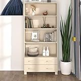 JUNZAI Highboard, Kommode, Sideboard, Schuhkommode, Komodenschrank, Küchenanrichte, Kleiderkommode, Flurkommode, Esszimmerschrank, Massivholz Kiefer Honigbraun