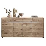 Stella Trading BELLANO Sideboard in Viking Eiche Optik, Graphit - Moderne Kommode mit Schubladen und viel Stauraum - 185 x 87 x 44 cm (B/H/T)