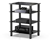 FITUEYES TV Rack HiFi Regal Audio Schrank Glas und Alu 600x455x762mm AS406001GB