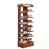 IMYOGI Schuhregal, Organizer-Regal, 8 Etagen, Schuhregal, braune Hausschuhe, Aufbewahrungsregale, Organizer-Regal, Holz-MDF-Platte mit Schublade, spart Platz, freistehend (40 x 24 x 130 cm)