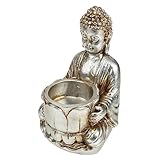 YARNOW Buddha-Statue Kerzenständer Ornament Hochzeitsdekoration Antikes Dekor Schreibtischaufsatz Kerzenständer Antike Kerzenhalter Buddha-Teeharz Silberner Kerzenständer