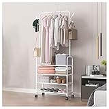 Garderobenständer auf Rädern, Baum-Eingangsbereich, Schuhregal, Garderobe für Zuhause, Büro, Schlafzimmer, Schmutzfänger, Wohnzimmer (Farbe: Bianco)