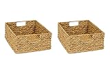 2er-Set Regal Korb für Halbes Fach im Kallax Regal/Wasserhyazinthe Natur Faltkorb Flechtkorb Regalbox Storage Box Aufbewahrungskorb Schrankkorb sehr stabil 31 x 34 x 15 cm