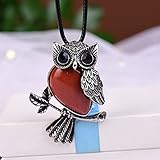 GOPABO 1PC Mode Einfache Natürliche Kristall Schmuck Eule Brosche Edle Dekoration Oder Verwenden Erhöhen Charme DIY Geschenke Möbel-Accessoires (Color : Red)