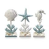 PERTID Desktop Dekorationen Mediterraner Stil Desktop Kleine Ornamente Wohnzimmer Bar Kreative Marine Dekoration Seepferdchen Seestern Muschel Harz Desktop Ornamente