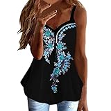 SUANQ 2 Lane Top Damen Mode Top Casual Slim Tank Ärmellos Print Camisole Cheer Tops für Frauen, Schwarz , XXL