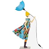 Mummeta Skitso Ricky Puppe mit Regenschirm h Figur 64 cm h mit Lampenschirm 85 cm aus Holz und recycelten Stoffen