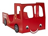 Home4You Kinderbett - Rot - 90 x 200 cm - Feuerwehrauto