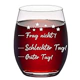 Joymaking Weinglas mit Guter Tag, Schlechter Tag, Frag nicht! - Stimmungsglas, Rotweinglas Lustig Geschenk für Freunde, Familie, Kollege, Schwester 450ml