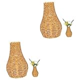 YARNOW 2 Stück Rattan-Vase Weidenvase Blumenvasen Für Tafelaufsätze Handvase Rattan-Blumenvase Handgefertigte Blumenvase Geflochtener Strohkorb Getrocknete Blumenvase Simulation
