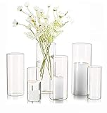 Zylindervase Bulk Klar Eylkoi - Kerzenhalter Glas Set Glaszylinder Mehrere GrößEn, 2 Satz (3 STK/Satz) Kleine Vasen füR Tischdeko, Vase füR Pampasgras Groß Tischdeko, 15cm+20cm+25cm(Hoch)