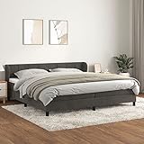 Tidyard Boxspringbett mit Matratze Jugendbett Bettrahmen Polsterbett Hotelbett Schlafzimmerbett Bett mit Kopfteil Gästebett Designerbett Doppelbett/Einzelbett Dunkelgrau 200x200 cm Samt