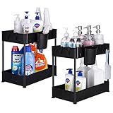 Spurtar 2 Packen Unter Waschbecken Regal, 2 Etagen Unter Waschbecken Regal, 2 Tire Küchenschrank Organizer Shelf Aufbewahrung Unter der Spüle für Küche Badezimmer