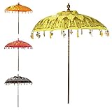Oriental Galerie Bali Sonnenschirm Balinesischer Garten Schirm Baumwolle Sonnenschutz Handarbeit Retro Vintage Dekoschirm 2-teilig ca.180 cm Doppelte Bemalung, Farbe:Nr.1