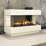 muenkel design London 1400 LED Opti-Myst Elektro-Kamin – inkl. OptiGlo Deko-Holz – ohne Heizung -Festwasseranschluß - Korpus RAL Wunschfarbe