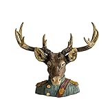 NRYB Große Skulptur, Hirschkopf, perfekt geschnittene Hirschkopf-Statue, Wanddekoration, Tierharz-Handwerk, an der Wand befestigter Tierkopf, Kunstskulptur-Anhänger kk (BRAUN,Large(19.2 * 17.7 INCH)