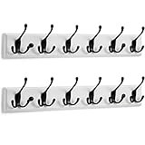 LARHN Garderobenhaken Weiß (2 Stück) - Garderobenleiste Weiß mit 6 Haken in Schwarz - 59 cm - Kleiderhaken Wand - Wandgarderobe für Flure, Garderoben, Schlafzimmer und Badezimmer