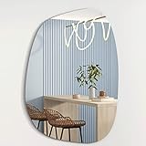 Albatros Designerspiegel Asymmetrisch 90 x 70 cm – Wandspiegel oder Türspiegel, Moderne organische Form – Spiegel Oval und Groß – Asymmetrischer Spiegel unförmig und Rahmenlos, Mirror Wall