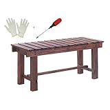 Gartenbank für den Außenbereich, 3-Sitzer-Gartenbank für die Außenterrasse, wetterfeste, korrosionsbeständige Park-Verandabänke aus massivem Holz mit Lattenrost, Esstischbank aus massivem Ho