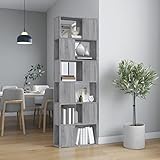 Tidyard Bücherregal Raumteiler Standregal Büroregal Holzregal Regal Aufbewahrungsregal freistehend Dekoregal Modern, für Wohnzimmer, Schlafzimmer, Büro, Grau Sonoma 60x24x186 cm