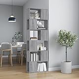 JUNZAI Bücherregal/Raumteiler, Regal Kinderzimmer, Bookshelf, Bücher Regal, Mehrzweckregal, Bookcase, Leiterregal, Standregal, Allzweckschrank, Grau Sonoma 60x24x186 cm