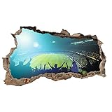 3D Wandtattoo Mauerloch Wandsticker Wandaufkleber Durchbruch Fußball selbstklebend H 60 x B 100 Schlafzimmer Wohnzimmer (WL27)