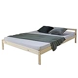 Homestyle4u 640, Holzbett 140x200 mit Lattenrost Doppelbett Bettgestell Kiefer Holz Bett Massivholz Natur