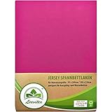 leevitex® Premium Spannbettlaken 90x200-100x220 cm - 40 cm Steg - auch für Boxspringbett & Wasserbett | 100% Mako-Jersey-Baumwolle | ÖKO-TEX | 170g/m² | Pink/Magenta