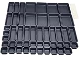 Nuts OT nuts Schubladen Einlagen 48 Stk Trennsystem Gewürz Organizer Schublade Schwarz Trenner Bad Organizer Boxen Set mit 40 Silikon-Anti-Rutsch-Kugel Hemnes Kommode Küche Schreibtisch Utensilien