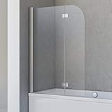 Schulte Badewannenfaltwand Breathe, 2-teilig 106 x 142 cm, 5 mm Sicherheitsglas (ESG) Klar hell, Chromoptik, Montage auf Badewanne, D693476208 41 50