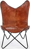 Kobolo Butterfly Chair Schmetterlingsstuhl Butterfly Sessel aus Leder - Braun