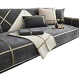 Modmetal Sofabezug für 3/2/1/4-Sitzer,rutschfest,L-Form,Chenille-Sofabezug,Ecksofa,waschbarer Möbelschutz für Sofagarnitur,Khaki-90 x 70 cm