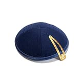 JL Kippha's EBeinante Leinen Marine-Blau Kippah Yarmulke jüdischen Yamaka Kippa Israel Cap Judaica mit Clip