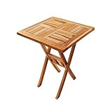 SAM Teak-Holz Balkontisch Square, 60 x 60 cm, klappbar, für Balkon, Terrasse oder Garten