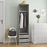 RAUGAJ Kleiderschrank mit Schubladen Betongrau 50x50x200 cm Holzwerkstoff,Artikelfarbe Beton grau