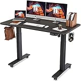 FEZIBO Schreibtisch Höhenverstellbar Elektrisch, 140 x 60 cm Stabile Stehschreibtisch mit Memory-Steuerung und Anti-Kollisions Technologie, Schwarz Rahmen/Schwarz Tischplatte