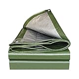 Leichte grün/Silberne Plane, 180 g/m² wasserdichte Kunststoff-Polyplane mit Ösen, vielseitige UV-geschützte Plane für Autos, Pools (Größe: 4 x 4 m/12 x 12 Fuß)