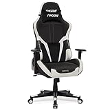 IWMH Gaming Stuhl Stoff, Racingstuhl Ergonomischer Drehstuhl, Verstellbarer Bürostuhl mit hoher Rückenlehne, Computerstuhl mit Kopfstütze Lendenwirbelstütze (Schwarz Weiß)